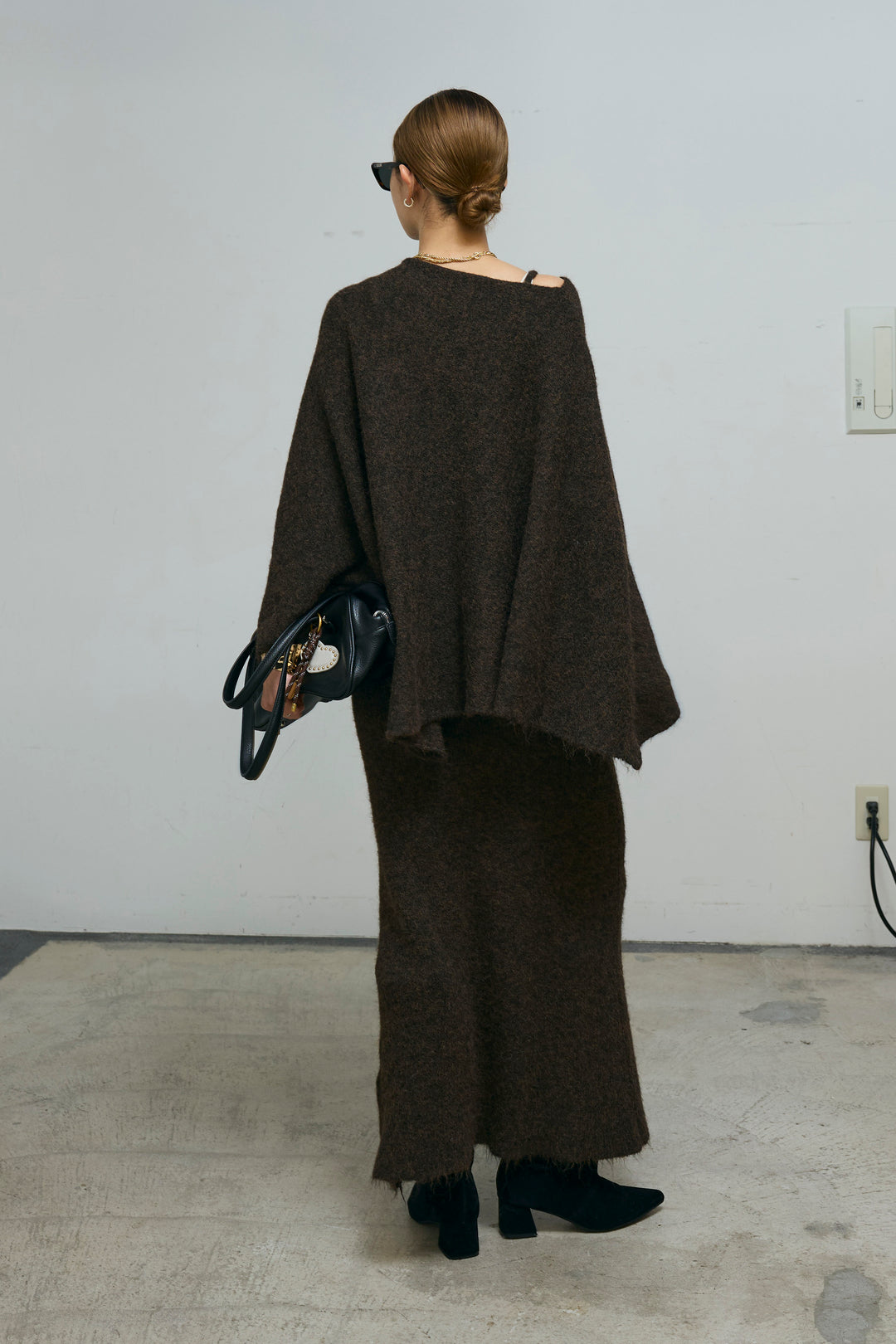 [予約/SET]ポンチョレイヤードニットアップ