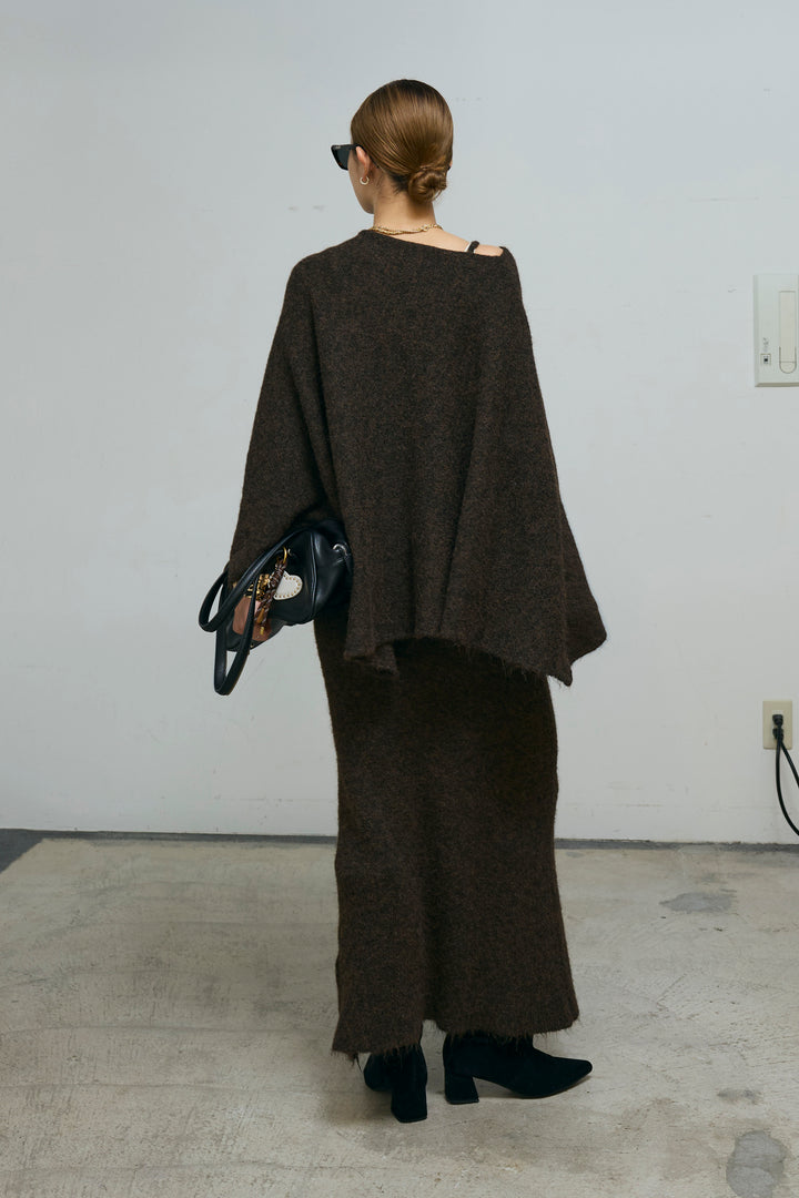 [予約/SET]ポンチョレイヤードニットアップ