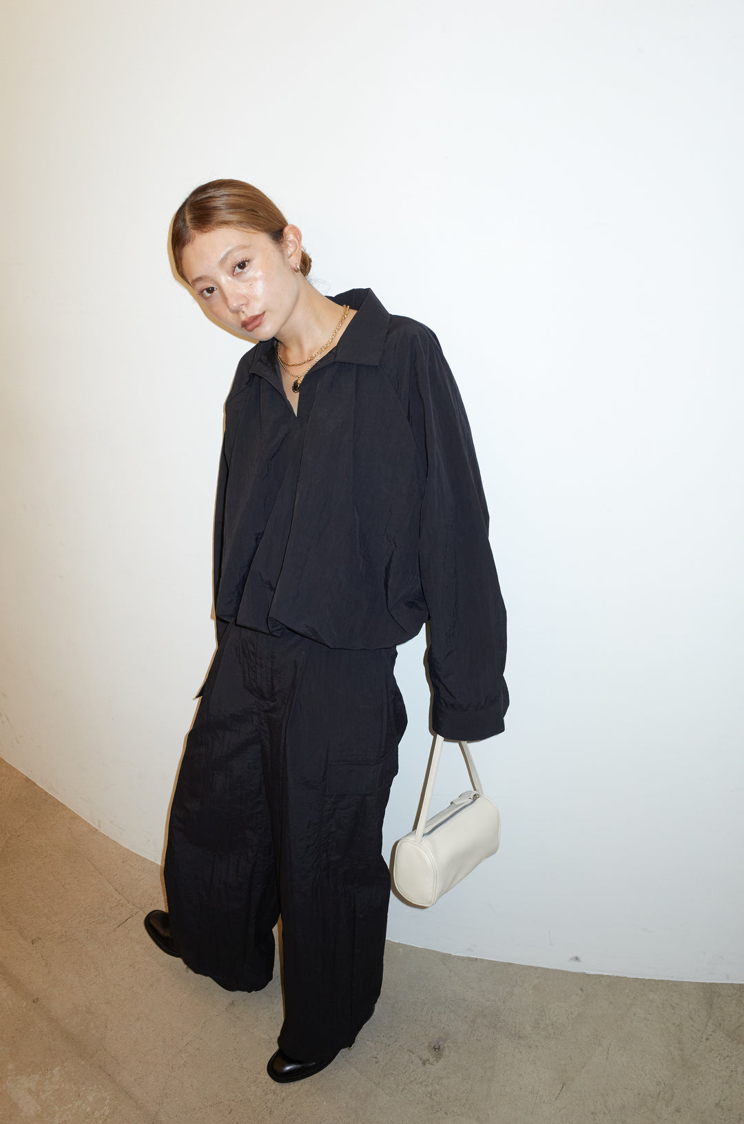 [予約/SET]スキッパーバルーンシャツ+ナイロン裾ドロストPT(2set)