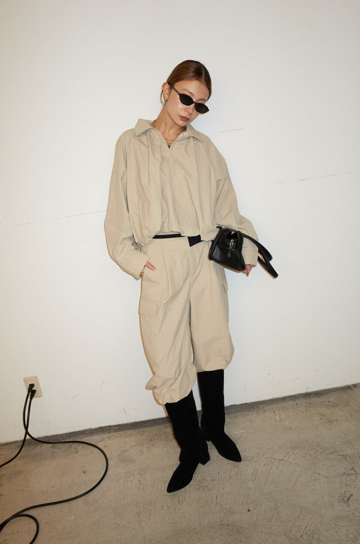 [予約/SET]スキッパーバルーンシャツ+ナイロン裾ドロストPT(2set)