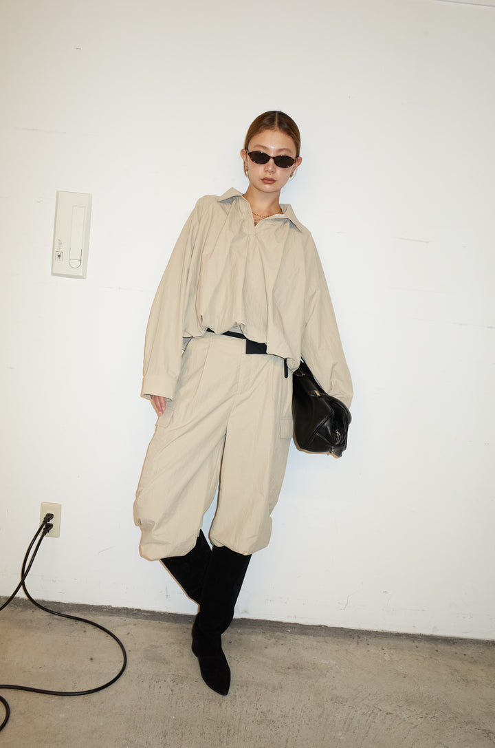 [予約/SET]スキッパーバルーンシャツ+ナイロン裾ドロストPT(2set)