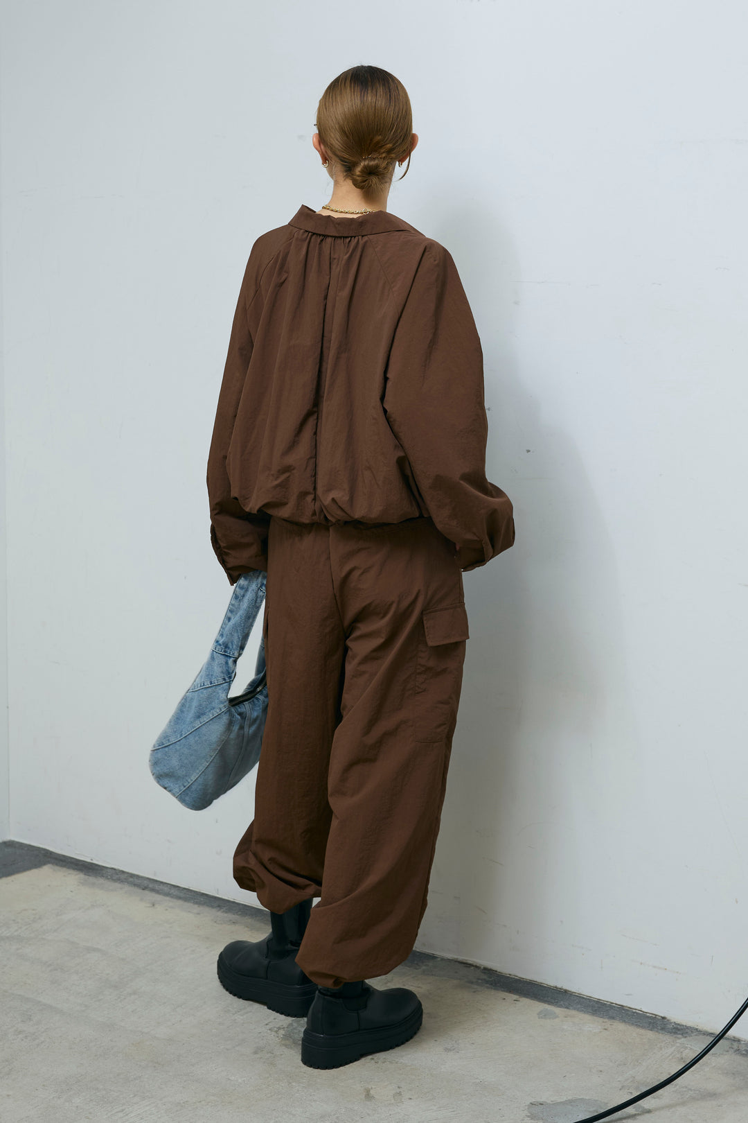 [予約/SET]スキッパーバルーンシャツ+ナイロン裾ドロストPT(2set)