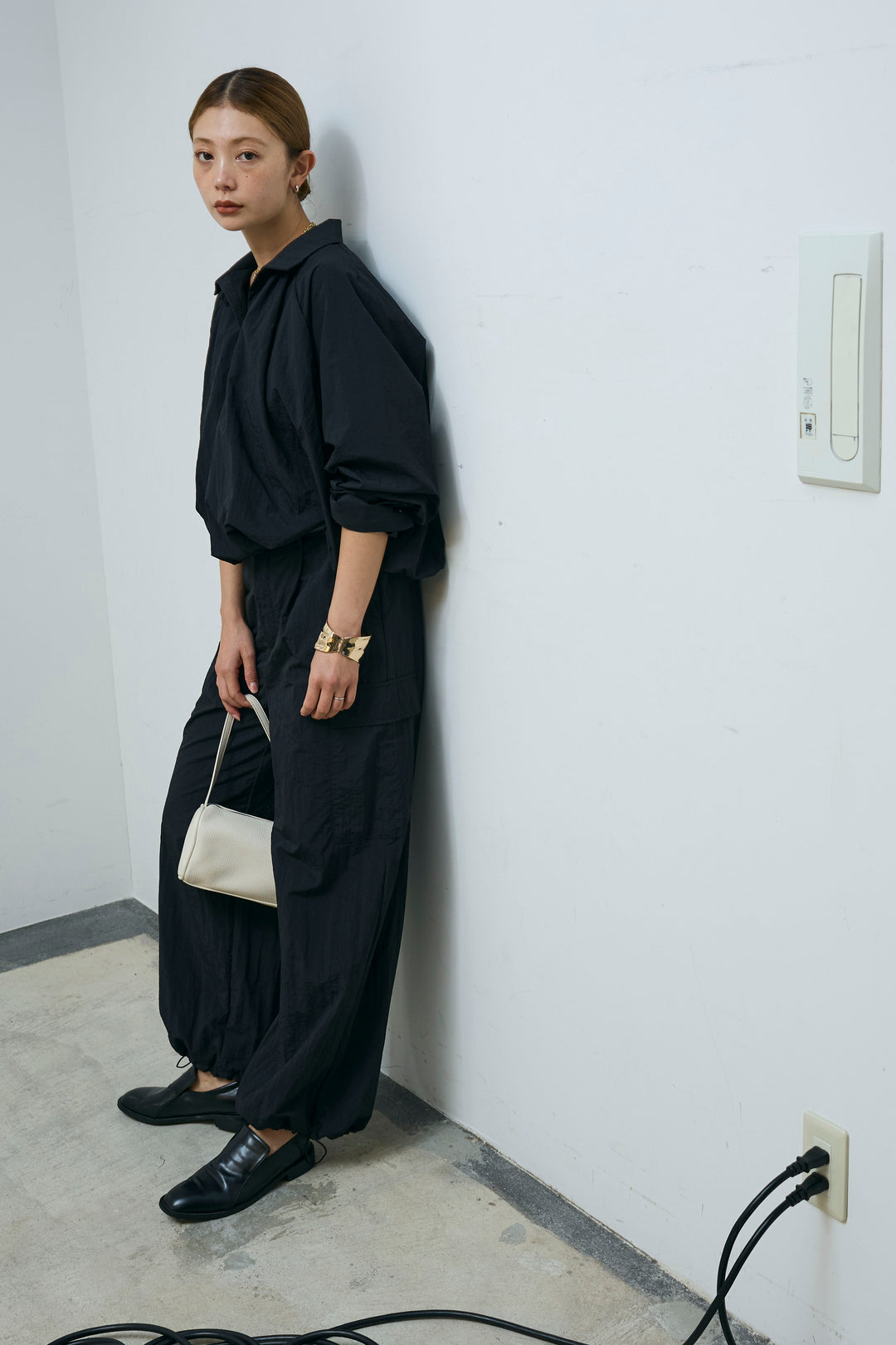 [予約/SET]スキッパーバルーンシャツ+ナイロン裾ドロストPT(2set)