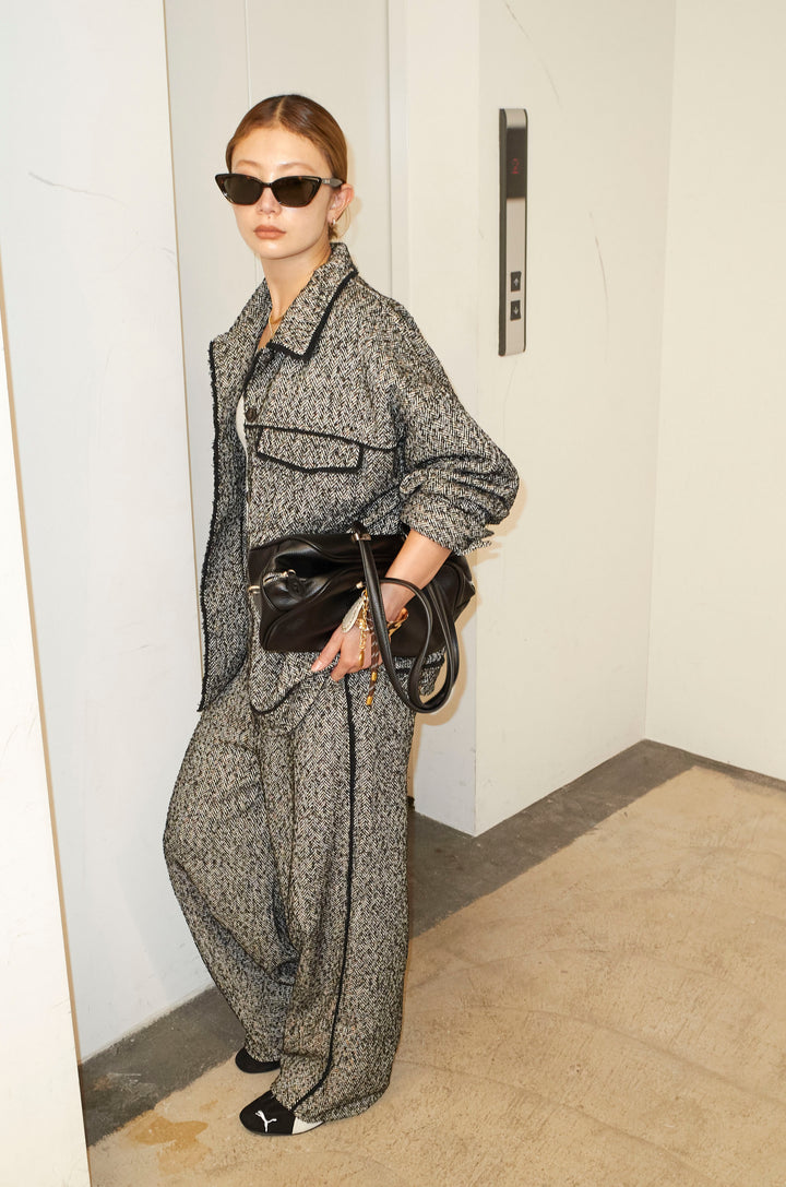 [予約/SET]ツイードフリンジオーバージャケット+ツイードフリンジカーブパンツ(2set)