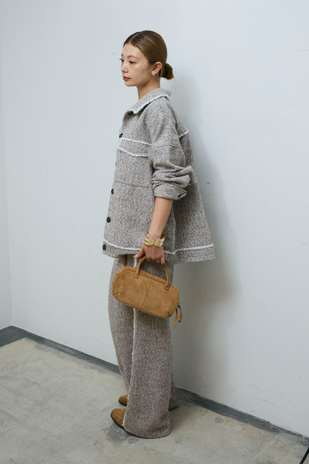 [予約/SET]ツイードフリンジオーバージャケット+ツイードフリンジカーブパンツ(2set)