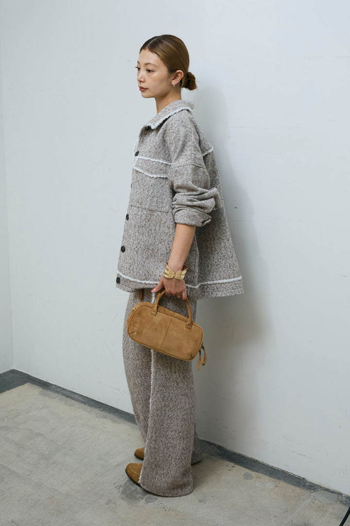 [予約/SET]ツイードフリンジオーバージャケット+ツイードフリンジカーブパンツ(2set)