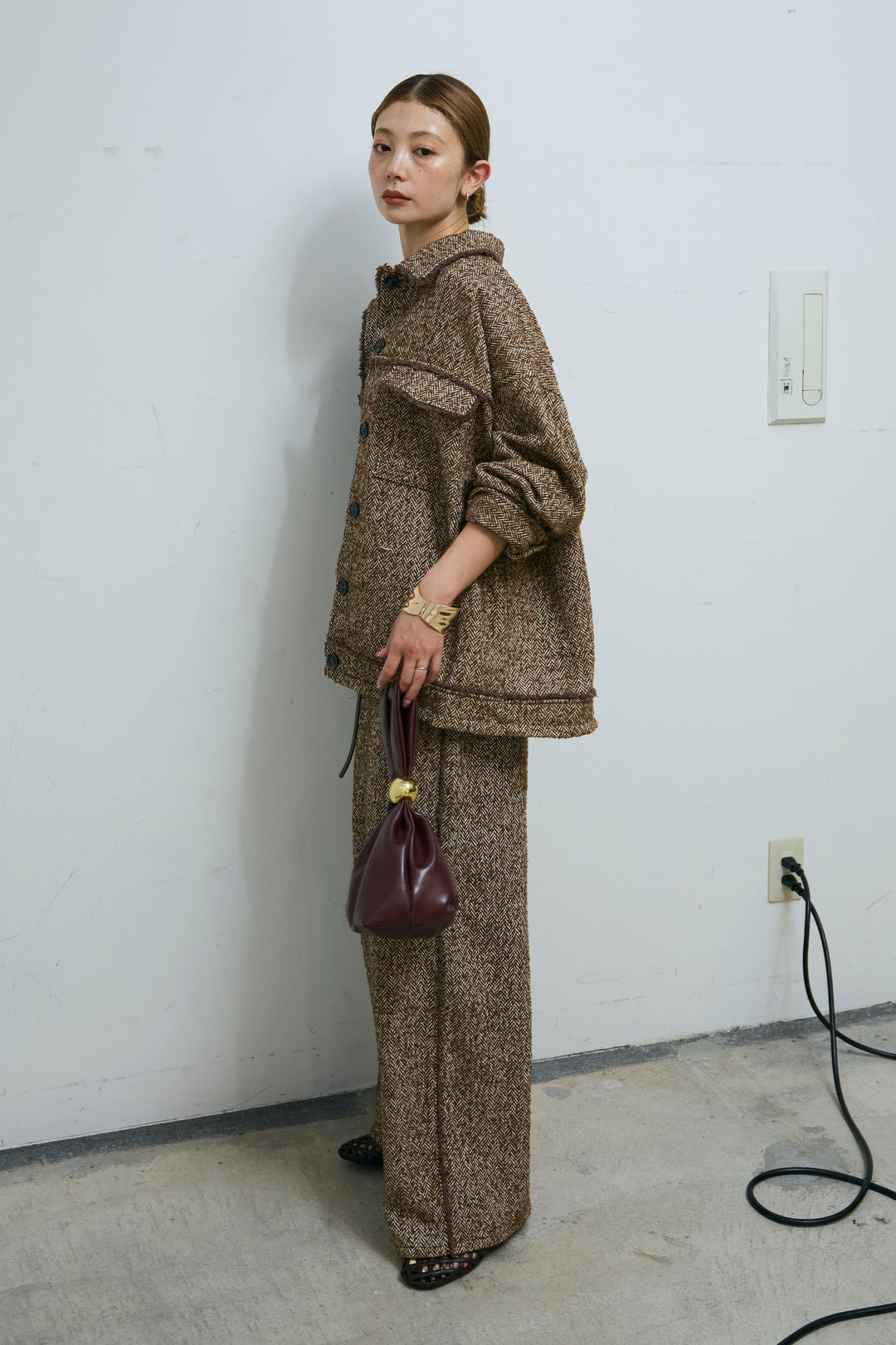 [予約/SET]ツイードフリンジオーバージャケット+ツイードフリンジカーブパンツ(2set)