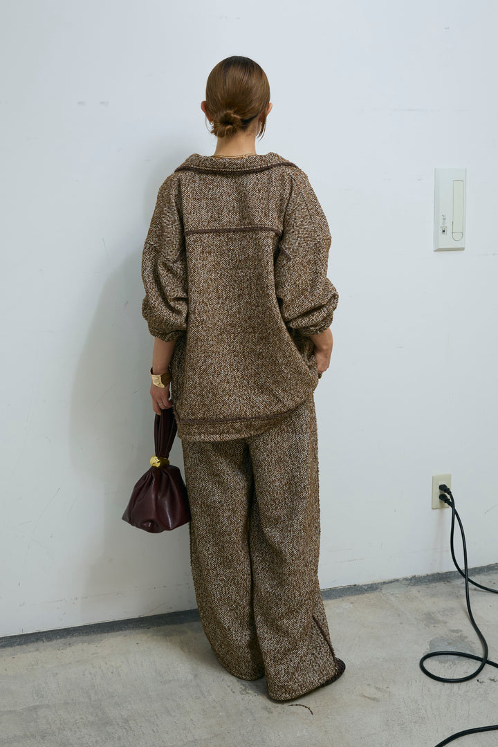 [予約/SET]ツイードフリンジオーバージャケット+ツイードフリンジカーブパンツ(2set)