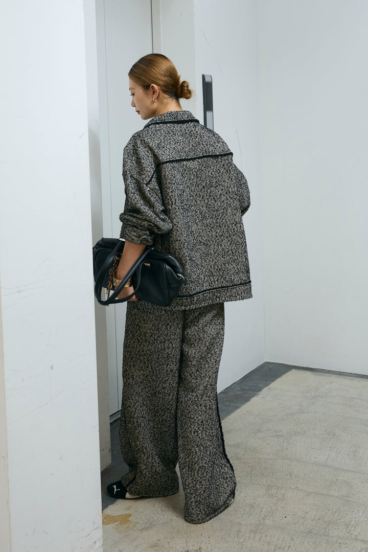[予約/SET]ツイードフリンジオーバージャケット+ツイードフリンジカーブパンツ(2set)