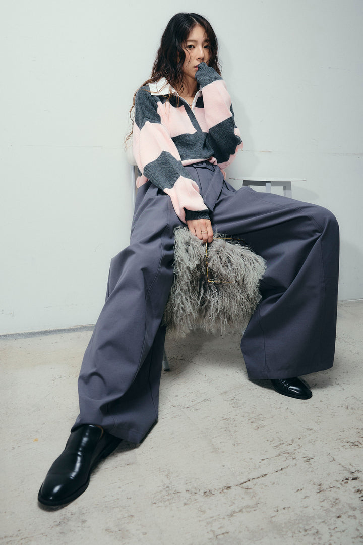 [予約/SET]ラガーニットプルオーバー+ベルト付きコクーンワイドパンツ(2set)