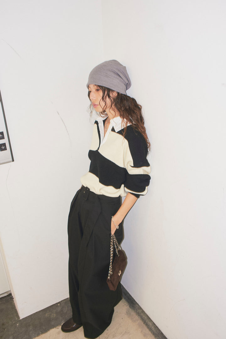 [予約/SET]ラガーニットプルオーバー+ベルト付きコクーンワイドパンツ(2set)