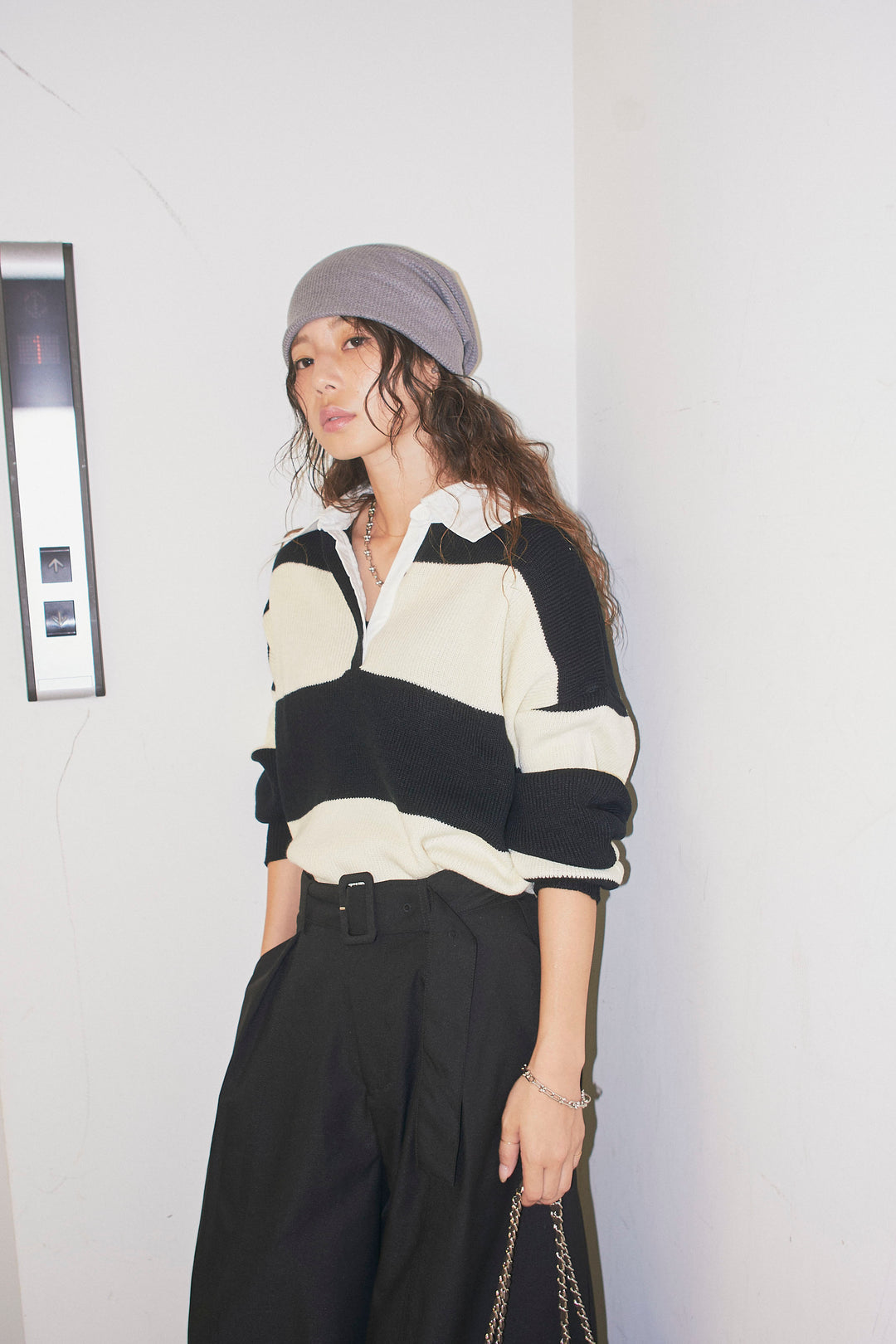 [予約/SET]ラガーニットプルオーバー+ベルト付きコクーンワイドパンツ(2set)