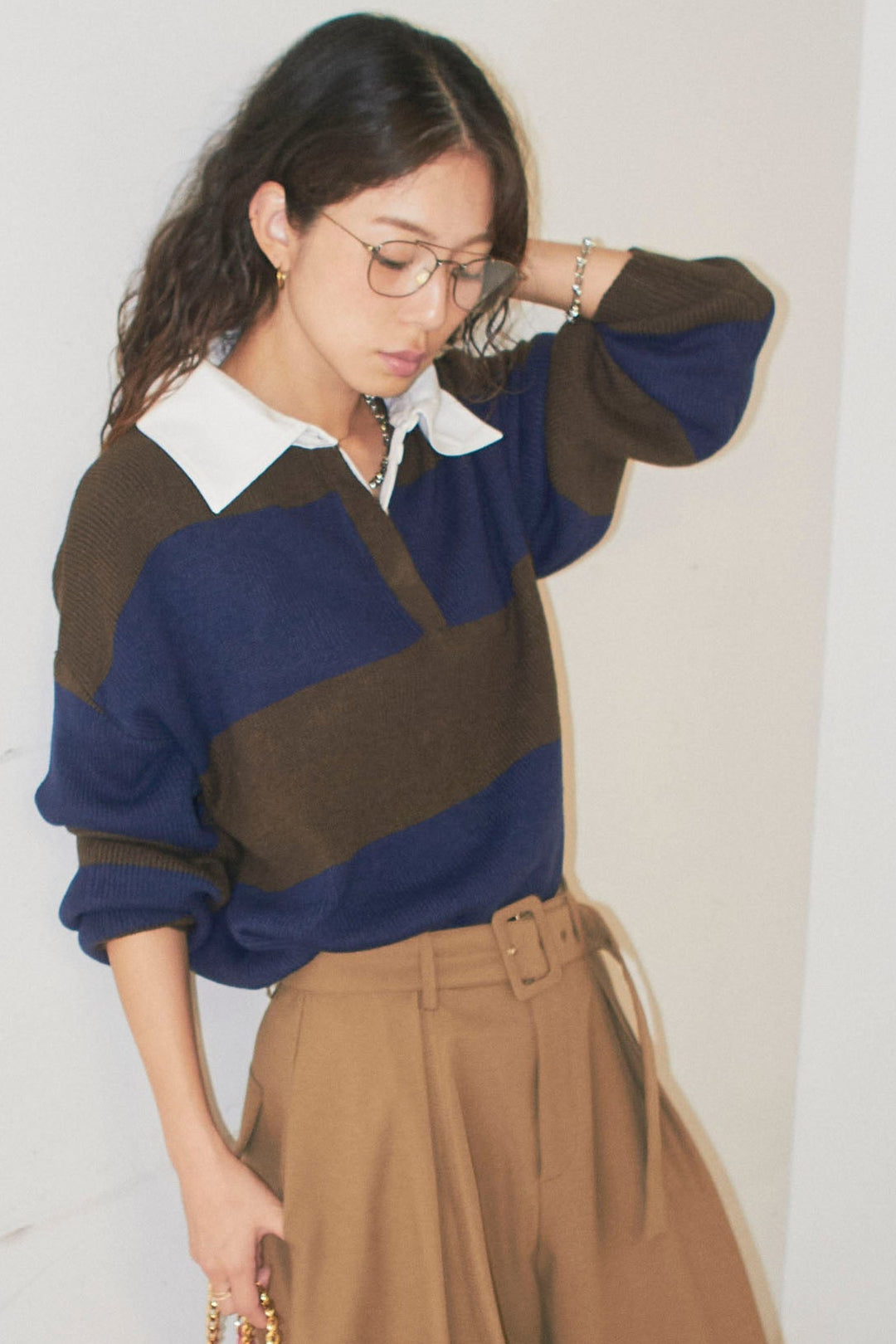 [予約/SET]ラガーニットプルオーバー+プレッピーコントラストニット(2set)