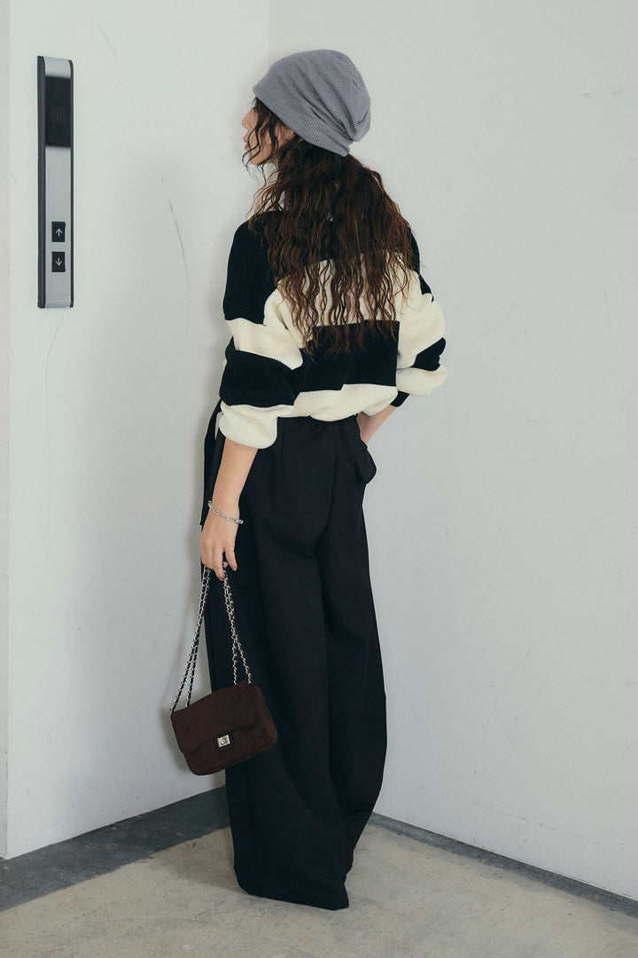 [予約/SET]ラガーニットプルオーバー+ベルト付きコクーンワイドパンツ(2set)