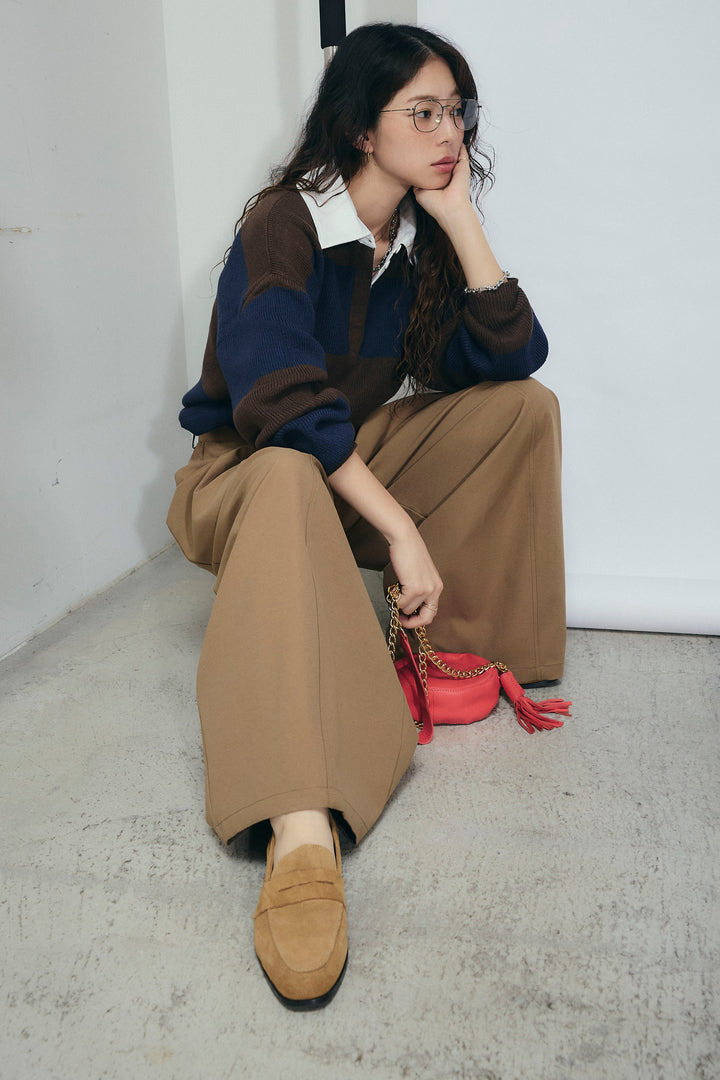 [予約/SET]ラガーニットプルオーバー+ベルト付きコクーンワイドパンツ(2set)