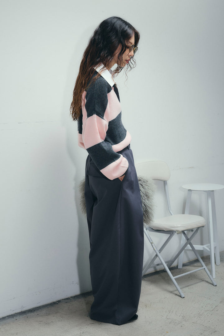 [予約/SET]ラガーニットプルオーバー+ベルト付きコクーンワイドパンツ(2set)