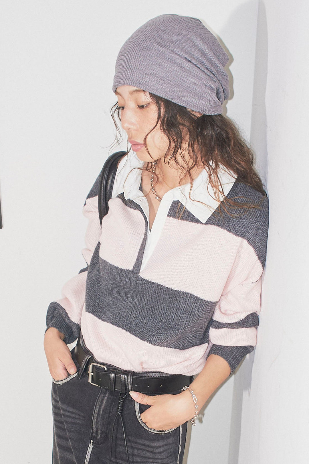 [予約/SET]ラガーニットプルオーバー+プレッピーコントラストニット(2set)