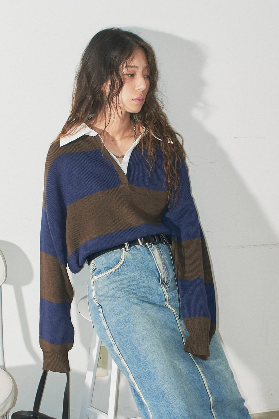 [予約/SET]ラガーニットプルオーバー+プレッピーコントラストニット(2set)