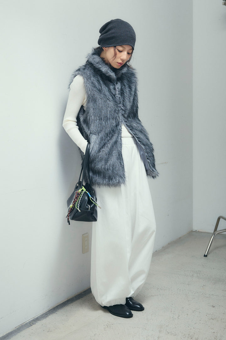 [予約/SET]エコファースタンドジレ+オフショルリブニット(2set)