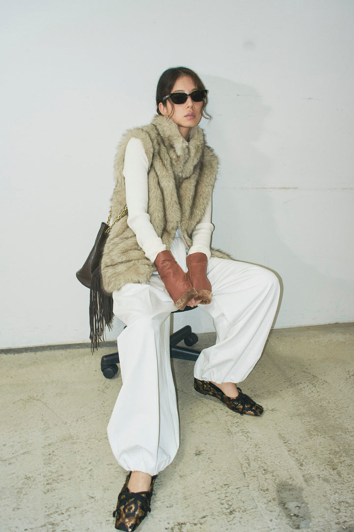 [予約/SET]エコファースタンドジレ+オフショルリブニット(2set)