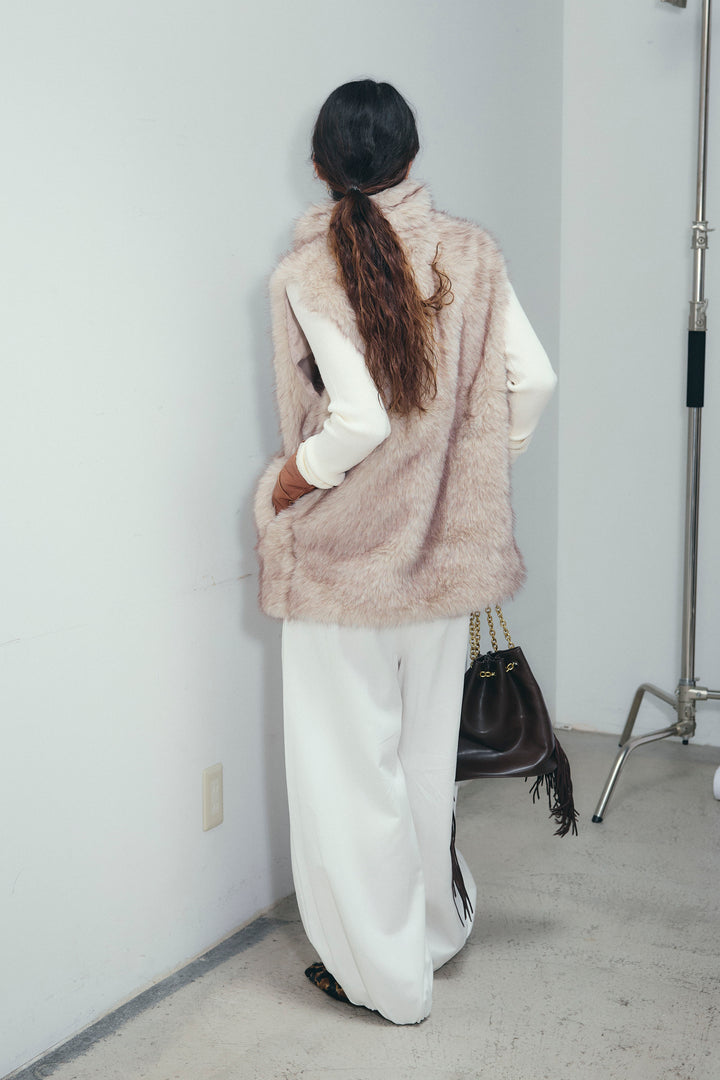 [予約/SET]エコファースタンドジレ+オフショルリブニット(2set)