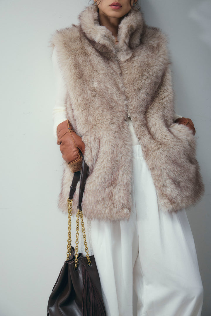 [予約/SET]エコファースタンドジレ+オフショルリブニット+バルーンパンツ(3set)