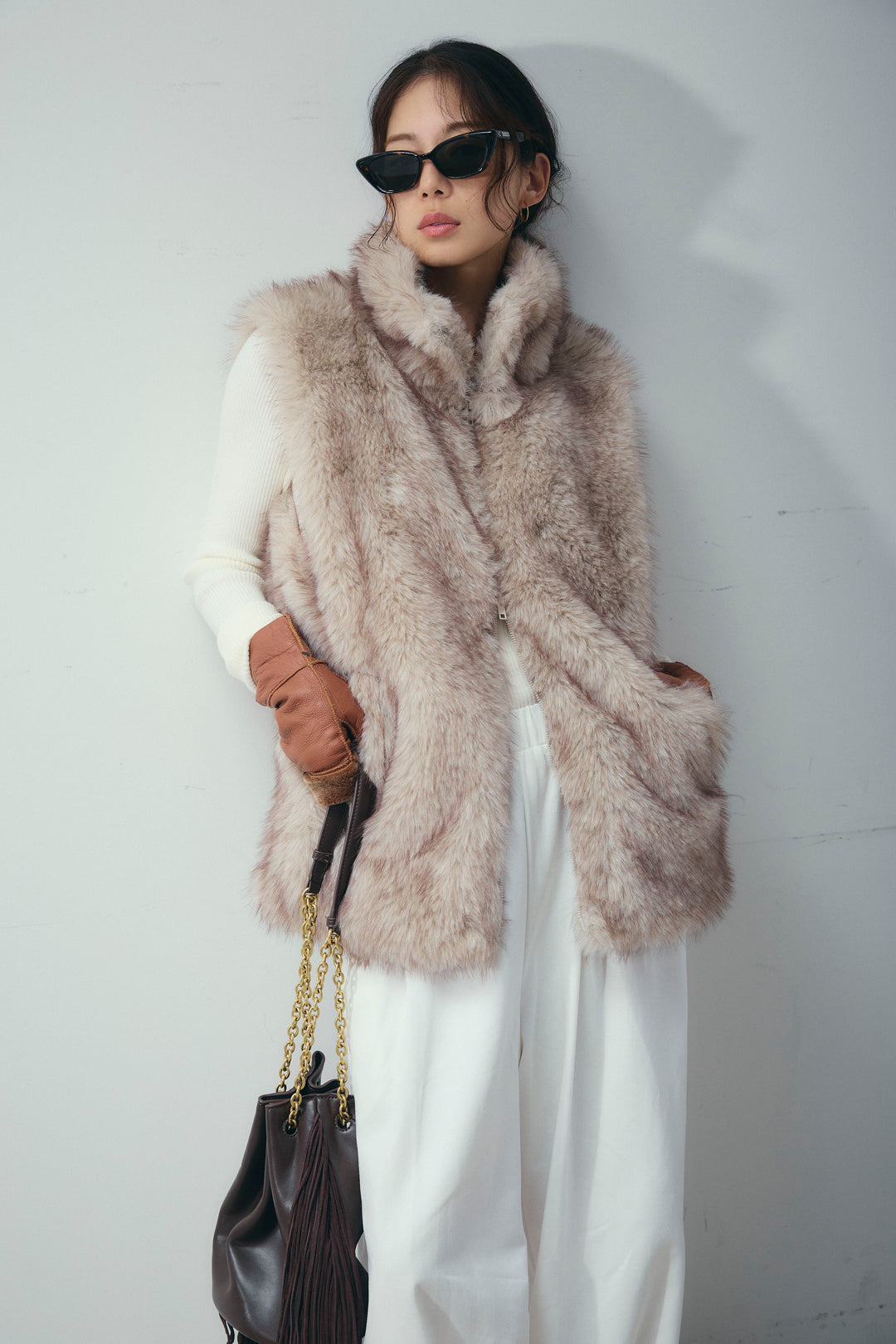 [予約/SET]エコファースタンドジレ+オフショルリブニット(2set)