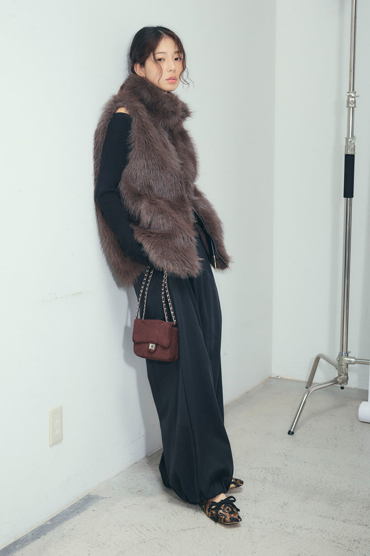 [予約/SET]エコファースタンドジレ+オフショルリブニット(2set)