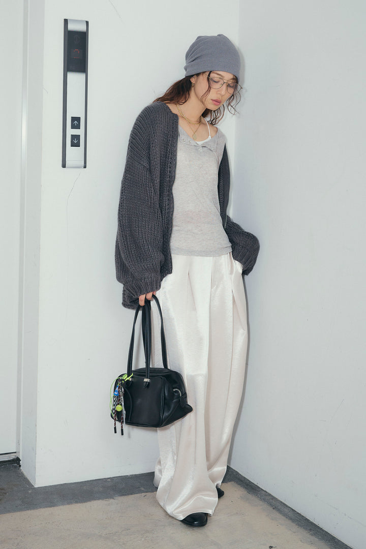 [予約/SET]ロービングケーブルオーバーサイズジップPO+サテンタックワイドパンツ(2set)