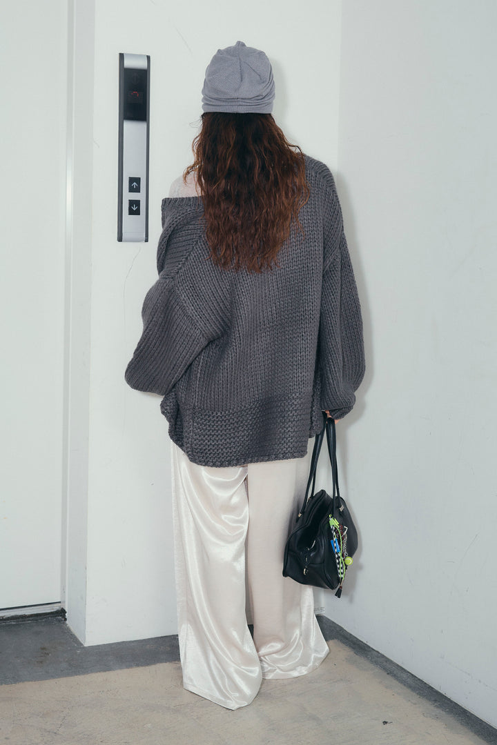 [予約/SET]ロービングケーブルオーバーサイズジップPO+シアーヘンリーネックロンT+サテンタックワイドパンツ(3set)