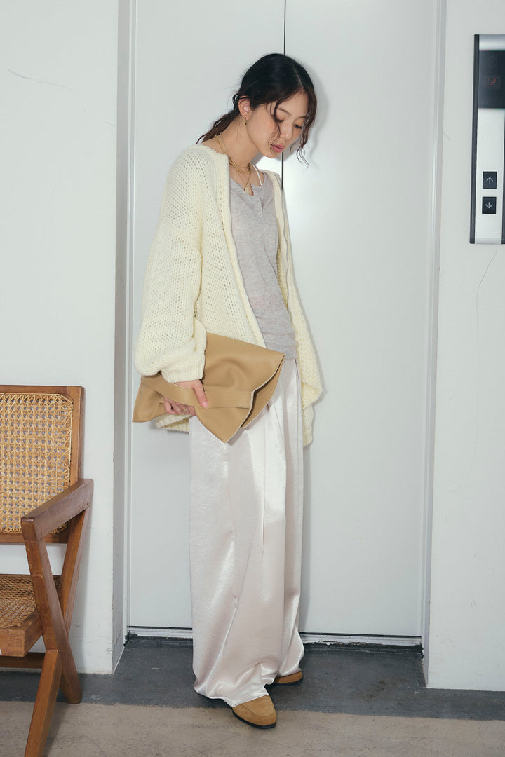 [予約/SET]ロービングケーブルオーバーサイズジップPO+サテンタックワイドパンツ(2set)