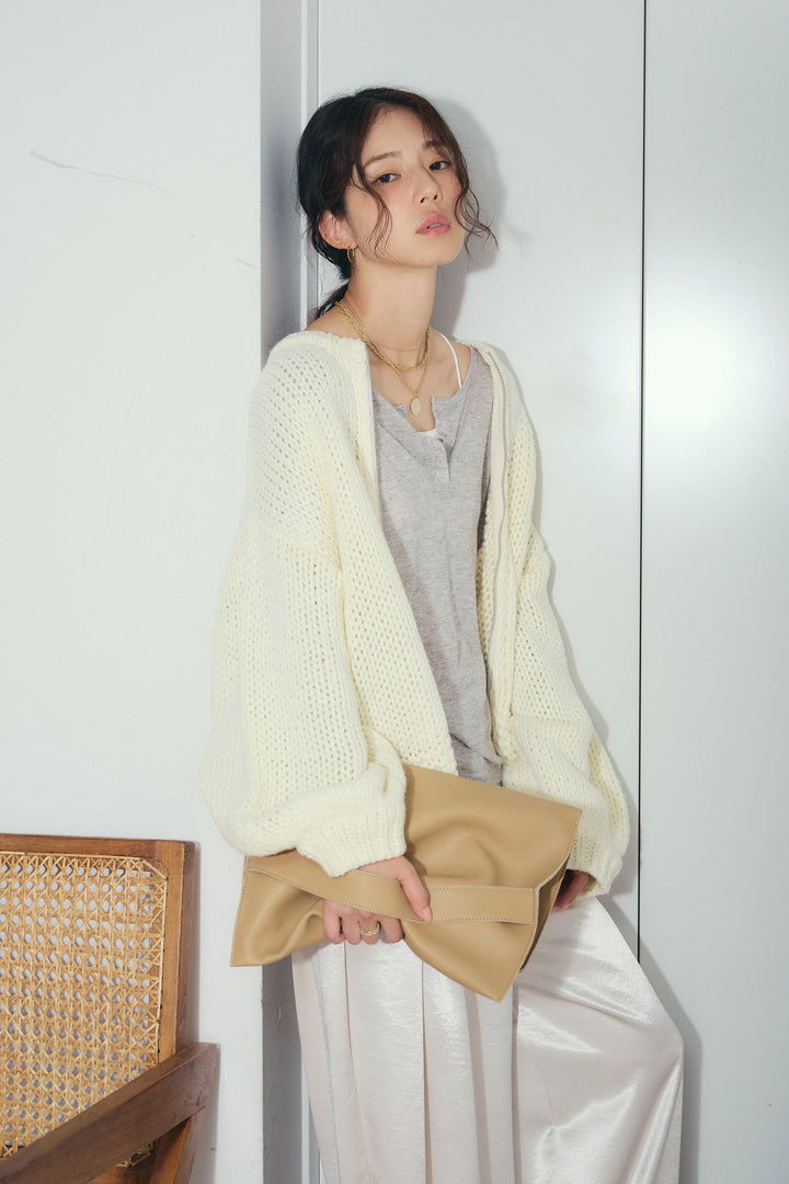 [予約/SET]ロービングケーブルオーバーサイズジップPO+サテンタックワイドパンツ(2set)