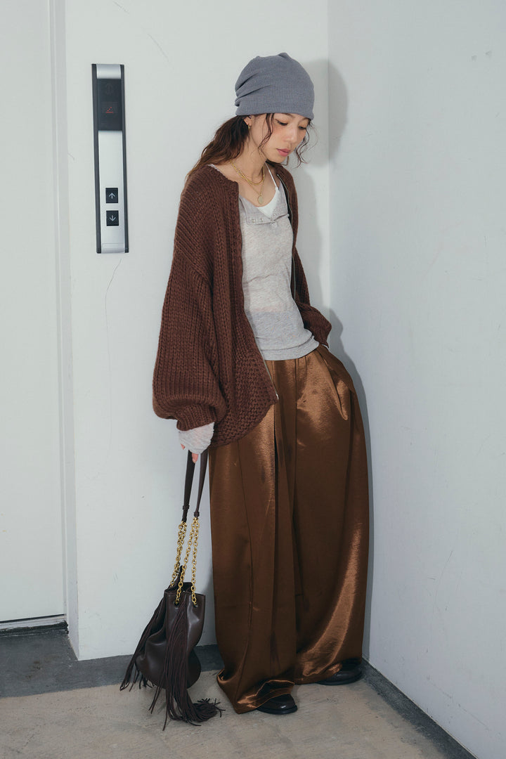 [予約/SET]ロービングケーブルオーバーサイズジップPO+サテンタックワイドパンツ(2set)