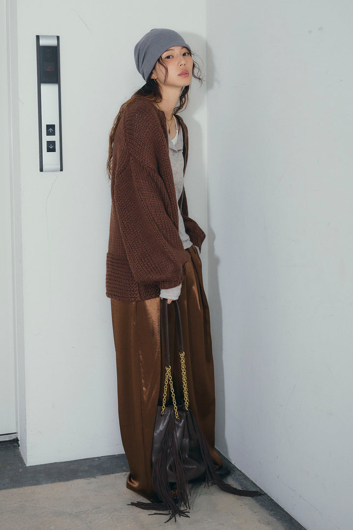 [予約/SET]ロービングケーブルオーバーサイズジップPO+サテンタックワイドパンツ(2set)