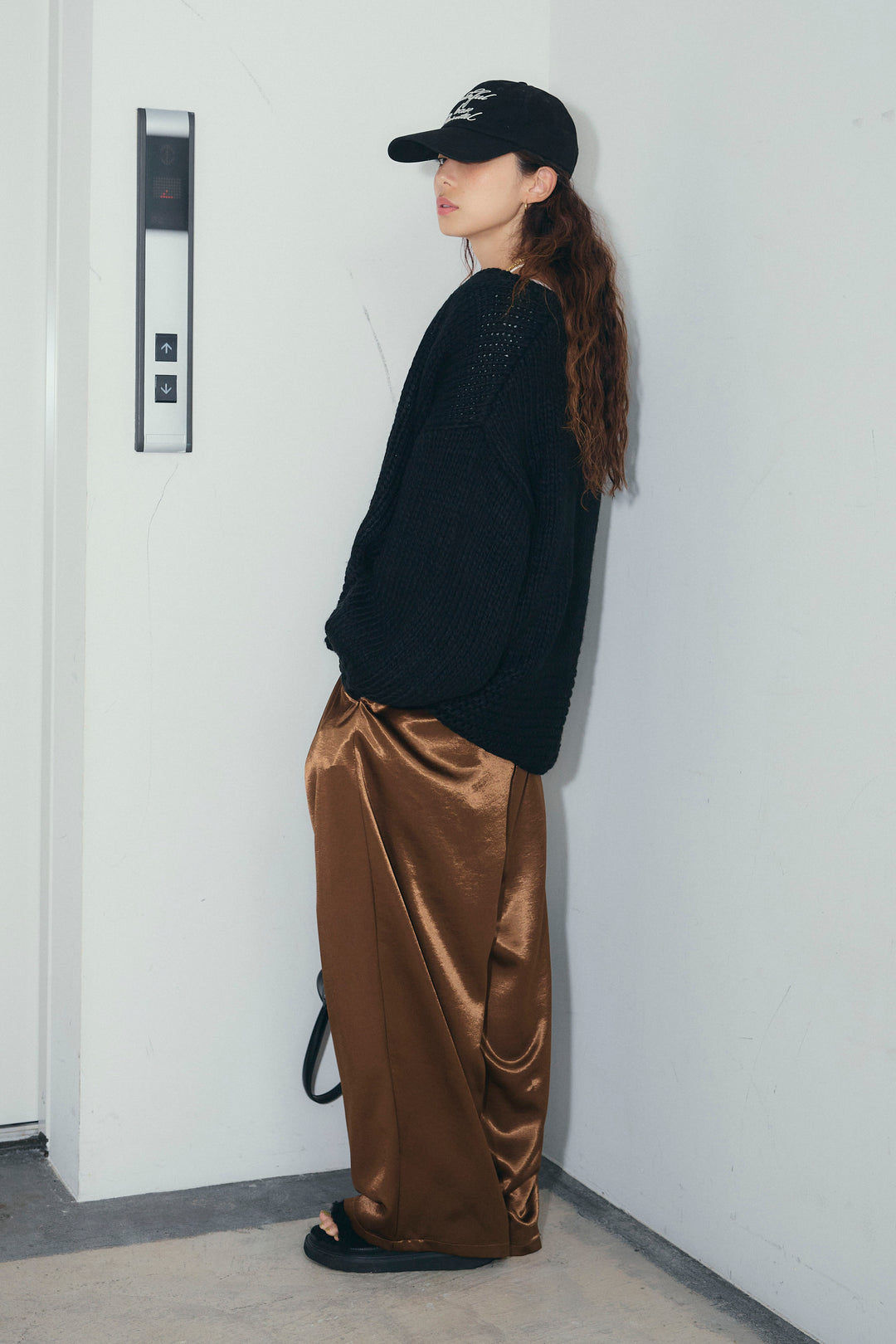 [予約/SET]ロービングケーブルオーバーサイズジップPO+サテンタックワイドパンツ(2set)