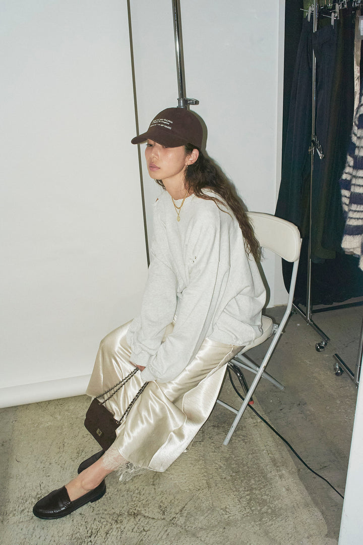 [予約/SET]ヴィンテージ加工PO+裾レースサテンスカート(2set)