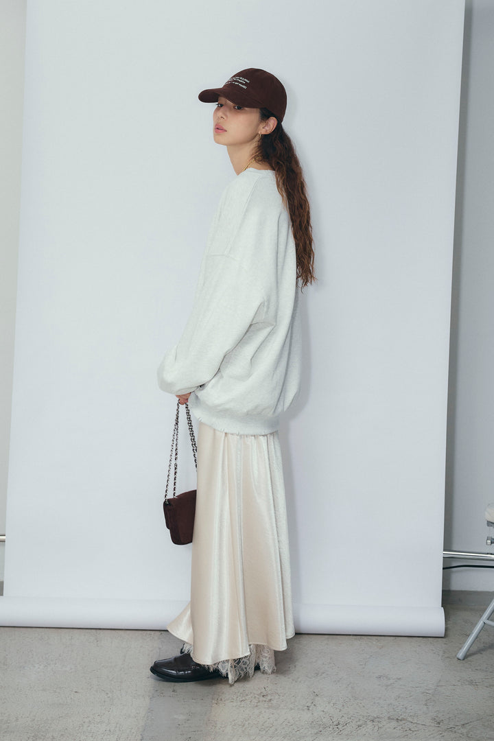 [予約/SET]ヴィンテージ加工PO+裾レースサテンスカート(2set)