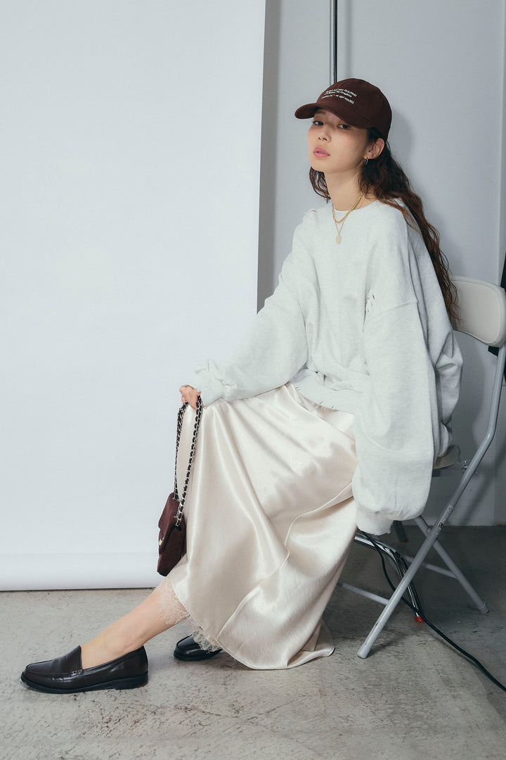 [予約/SET]ヴィンテージ加工PO+裾レースサテンスカート(2set)