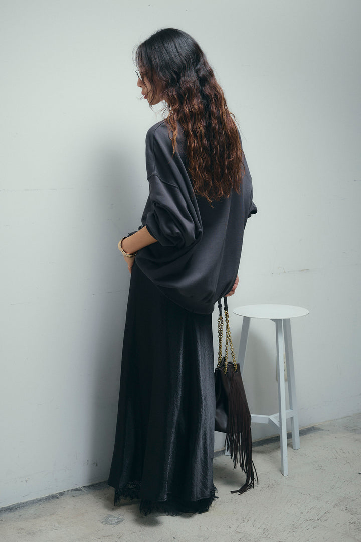 [予約/SET]ヴィンテージ加工PO+裾レースサテンスカート(2set)