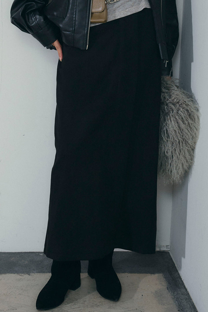 [予約]フェイクスエードラップ風Iラインスカート