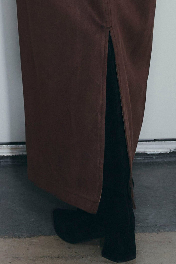 [予約]フェイクスエードラップ風Iラインスカート