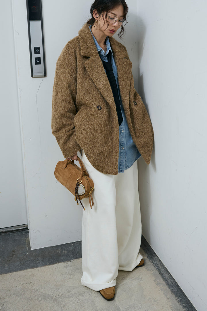 [予約/SET]シャギーミドルコート+エフォートレススウェットパンツ(2set)