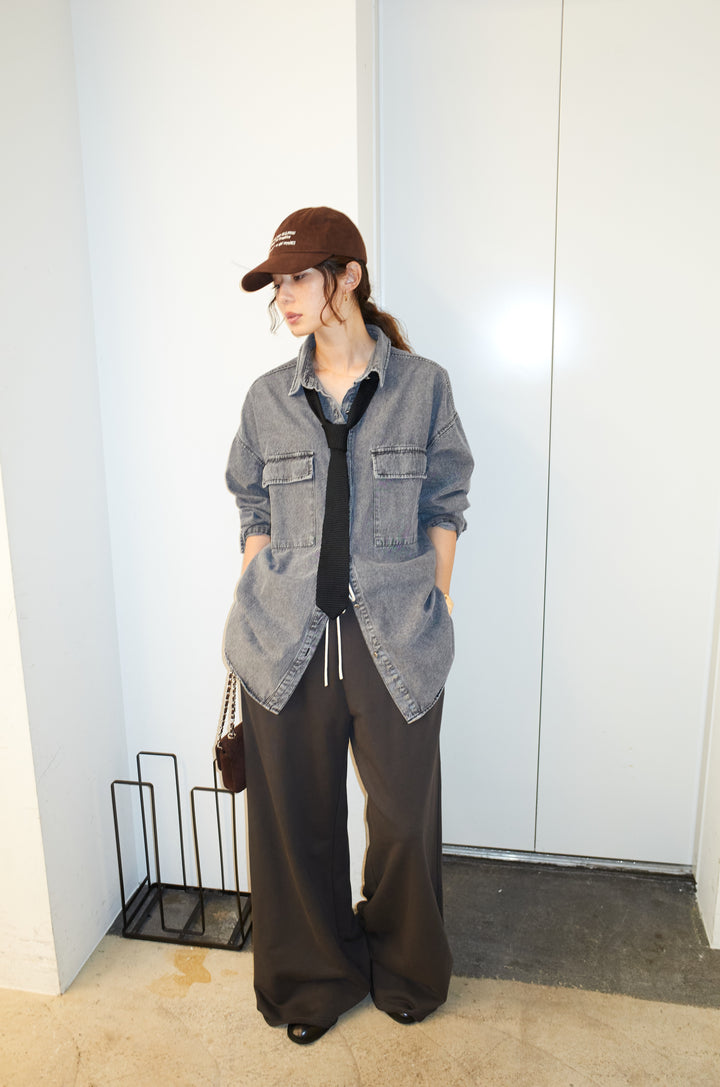 [予約/SET]オーバーサイズデニムシャツ+エフォートレススウェットパンツ(2set)