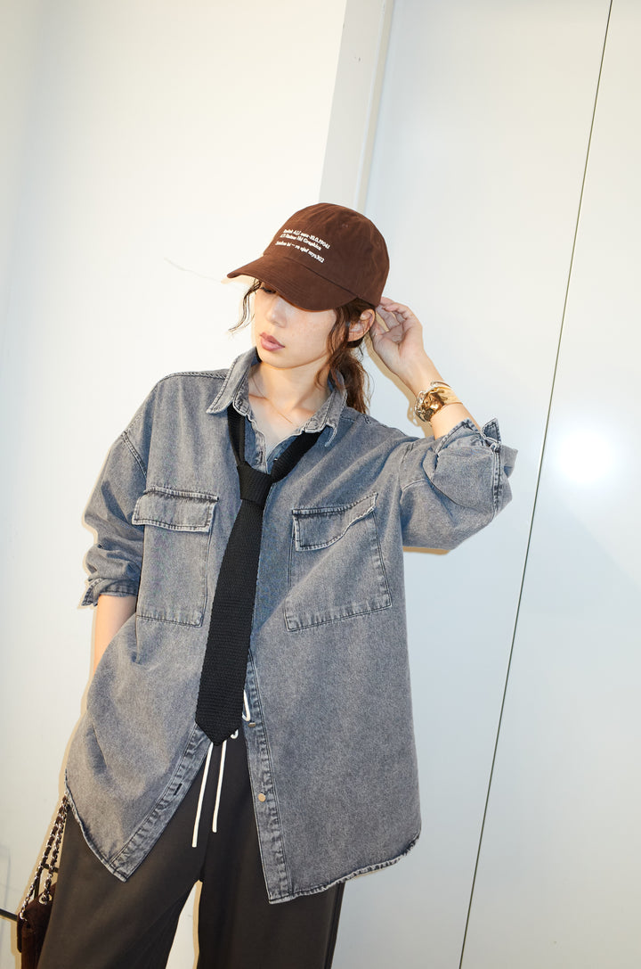 [予約/SET]オーバーサイズデニムシャツ+エフォートレススウェットパンツ(2set)