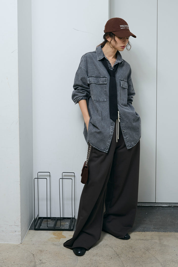 [予約/SET]オーバーサイズデニムシャツ+エフォートレススウェットパンツ(2set)