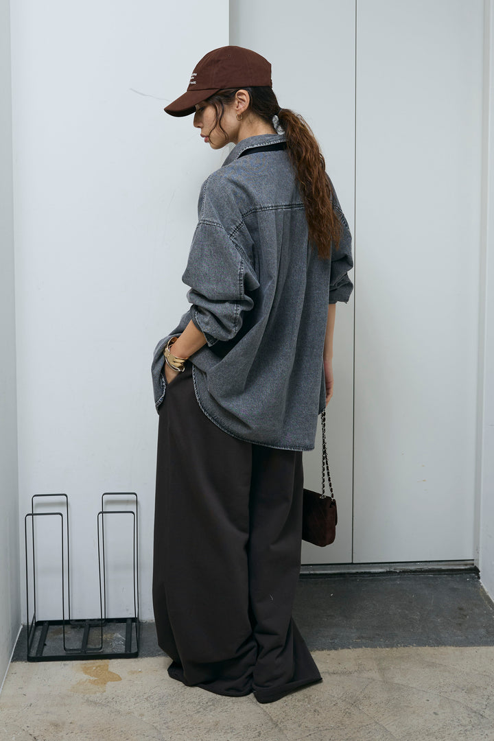[予約/SET]オーバーサイズデニムシャツ+エフォートレススウェットパンツ(2set)