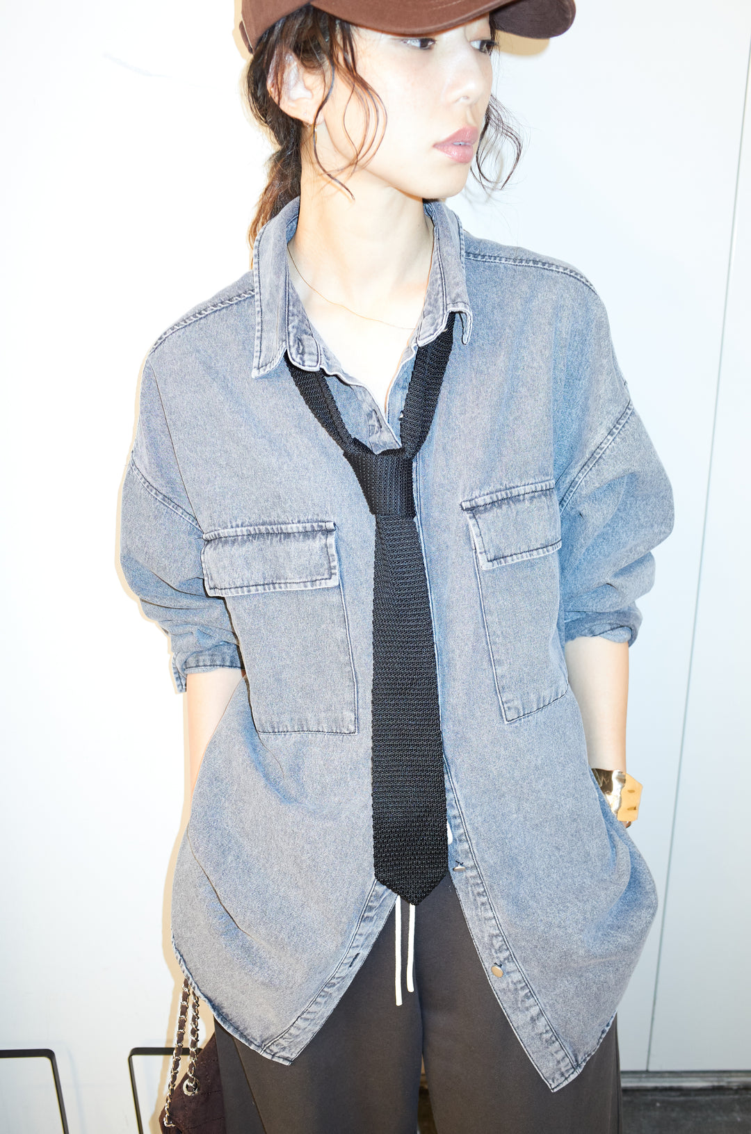 [予約/SET]オーバーサイズデニムシャツ+エフォートレススウェットパンツ(2set)