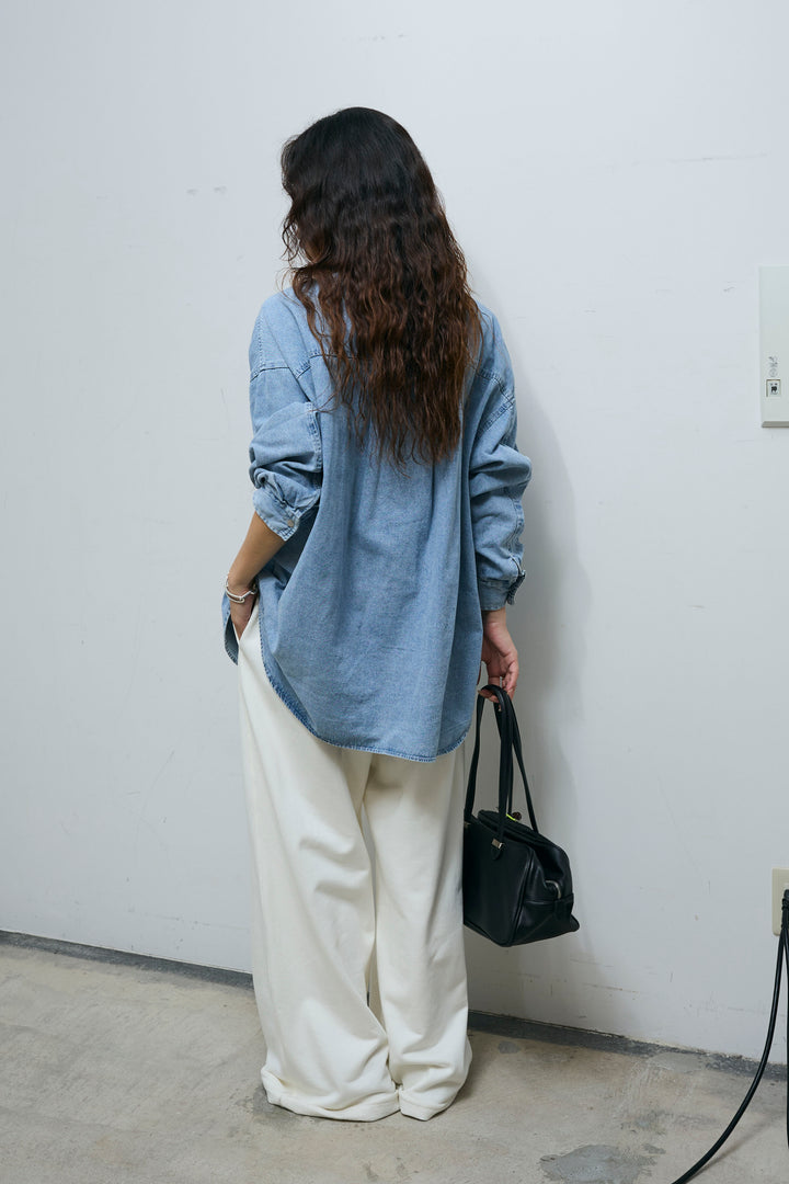 [予約/SET]オーバーサイズデニムシャツ+エフォートレススウェットパンツ(2set)