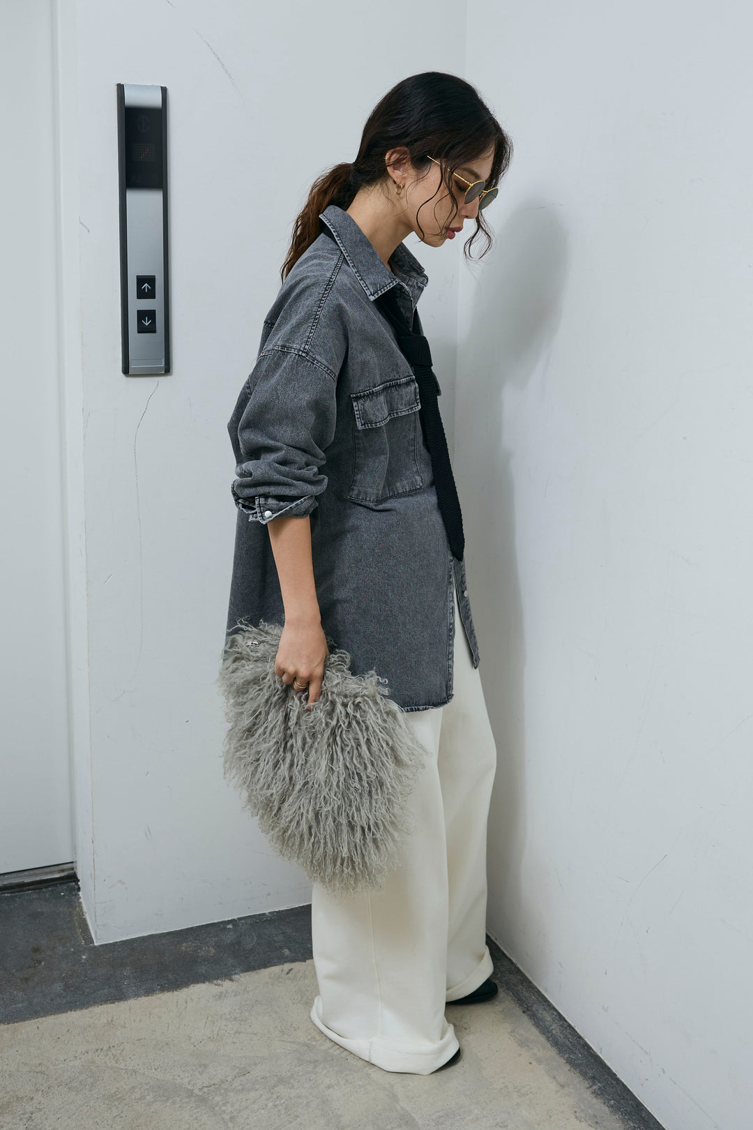 [予約/SET]オーバーサイズデニムシャツ+エフォートレススウェットパンツ(2set)