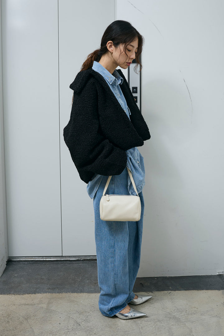 [予約/SET]ショートテディベアコート+アシメウエストデニム(2set)